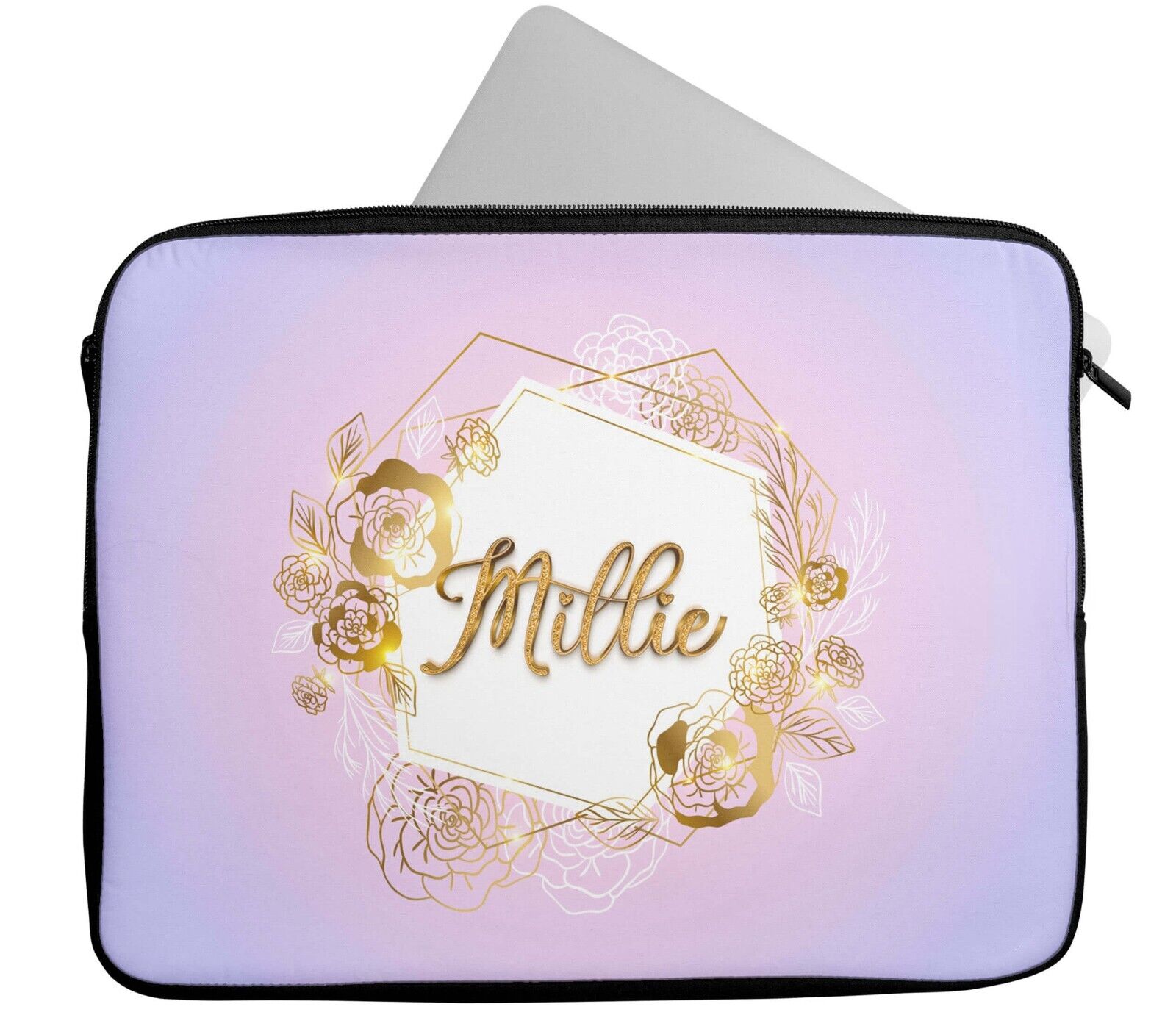 Personalised Any Name Floral Design Laptop Case Sleeve Tablet Bag 10