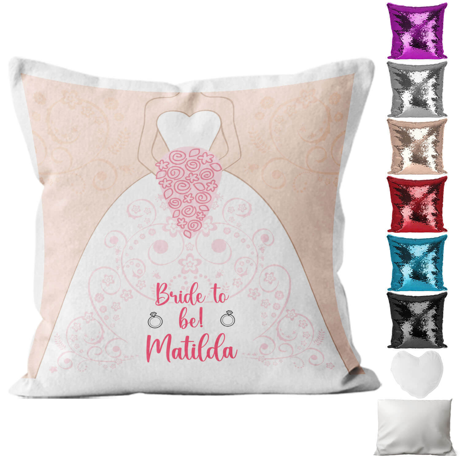 Personalised Cushion Bridal Shower Sequin Cushion Pillow Printed Birthday Gift 6