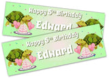 x2 Personalised Birthday Banner Tortoise Children Kids Party Decoration 230