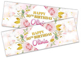 Personalised Birthday Banners Floral Design Kids adult Party Decoration 101