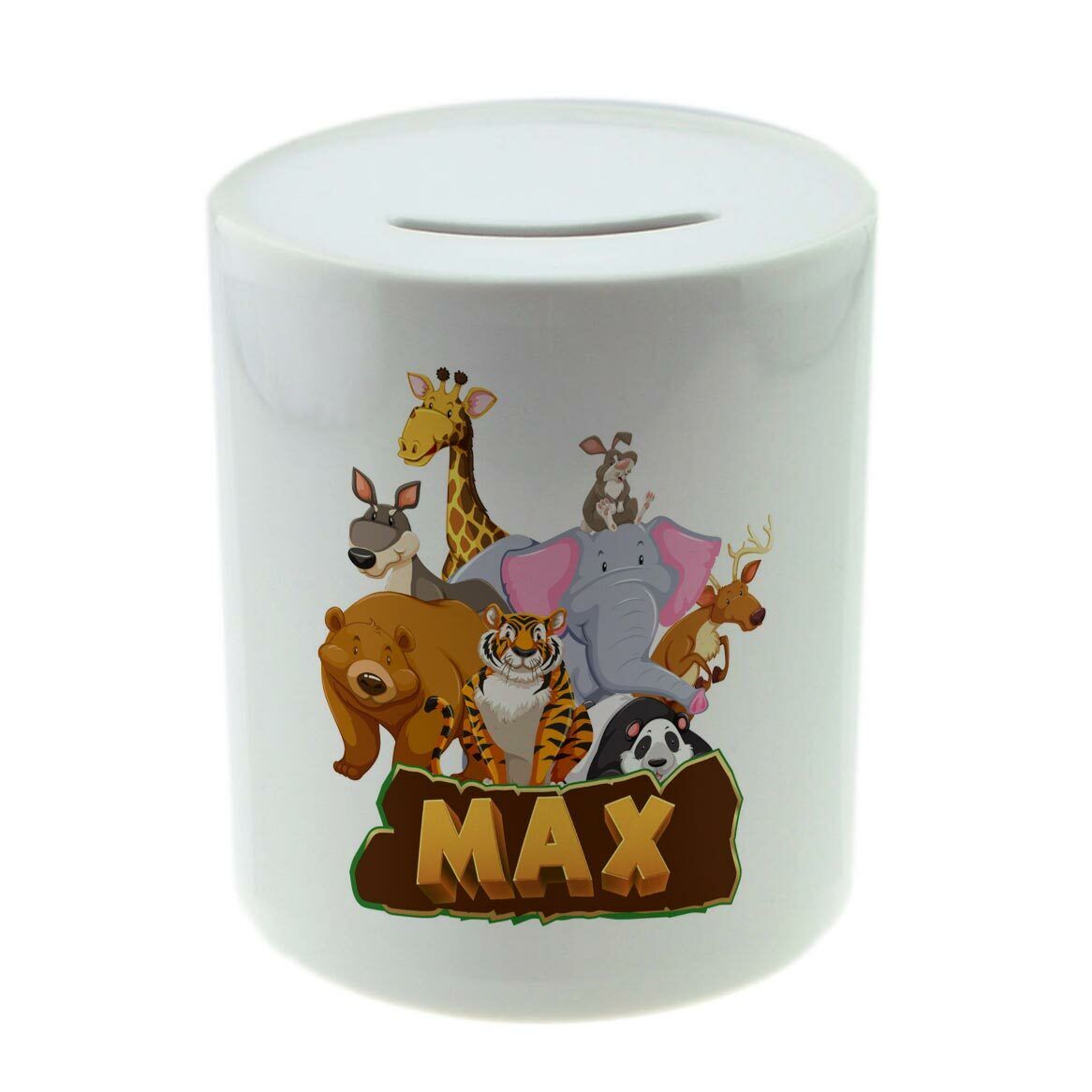 Personalised Any Name Animal Savings Children Money Box Printed Gift 78