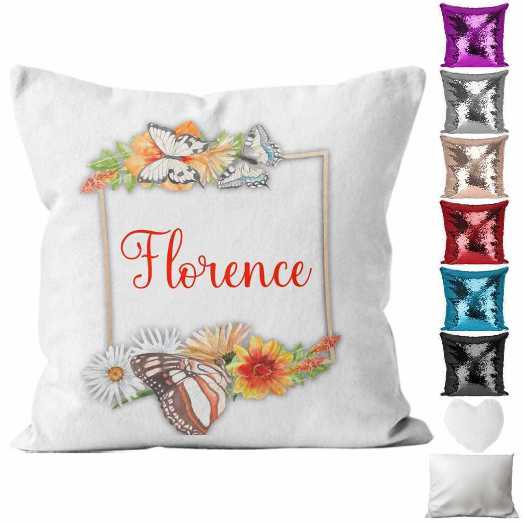 Personalised Cushion Butterfly Sequin Cushion Pillow Printed Birthday Gift 58