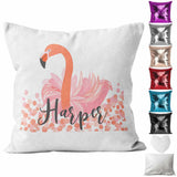 Personalised Cushion Flamingo Sequin Cushion Pillow Printed Birthday Gift 81