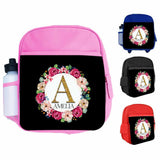 Personalised Kids Backpack Any Name Floral Design Boys Girls kid School Bag 17