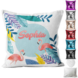 Personalised Cushion Flamingo Sequin Cushion Pillow Printed Birthday Gift 12