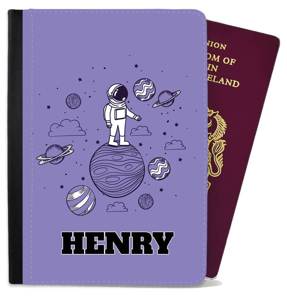 Personalised Space Childern Passport Cover Holder Any Name Holiday Accessory 6