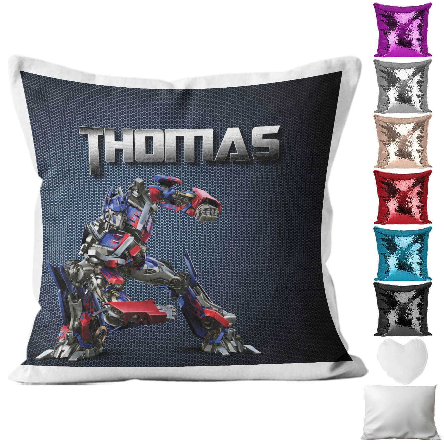 Personalised Cushion Robot Sequin Cushion Pillow Printed Birthday Gift 8