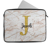 Personalised Any Name Marble Glitter Design Laptop Case Sleeve Tablet Bag 106