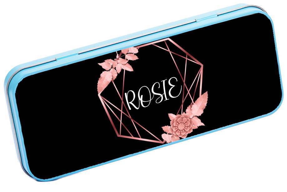 Personalised Any Name Floral Pencil Case Tin Children School Kids Stationary 33