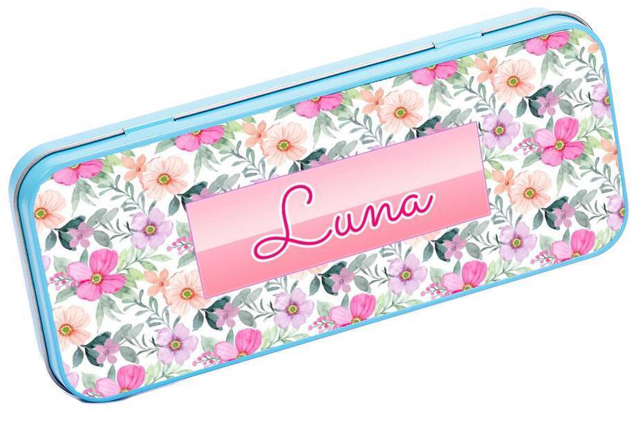 Personalised Any Name Generic Pencil Case Tin Children School Kids Stationary 30