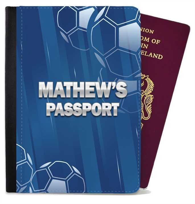 Personalised Football kids Passport Cover Holder Any Name Holiday Accessory 27