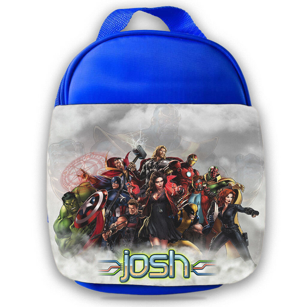 Personalised Kids Lunch Bag Any Name Avengers Childrens Boys School Snack Box 