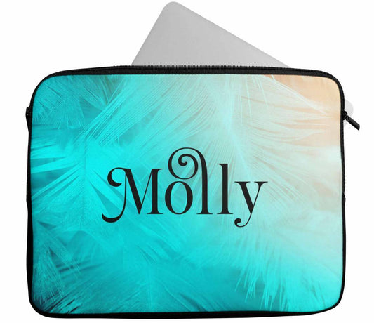 Personalised Any Name Floral Design Laptop Case Sleeve Tablet Bag 79