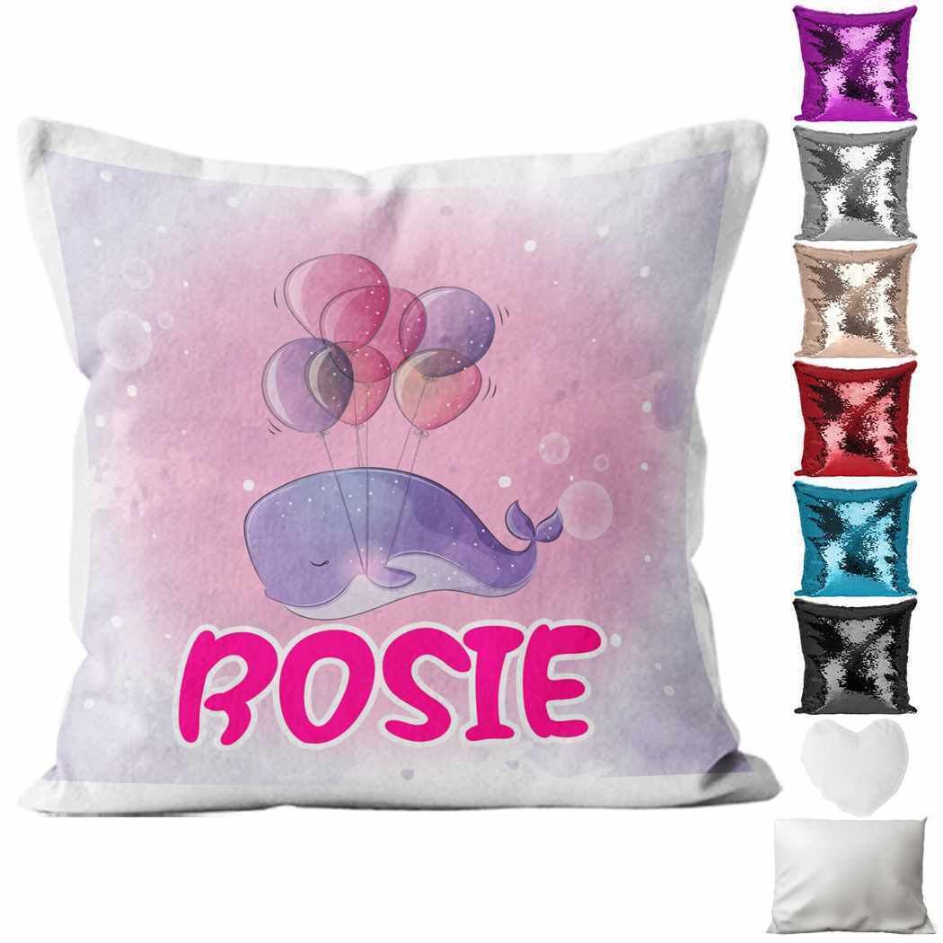 Personalised Cushion Dolphin Sequin Cushion Pillow Printed Birthday Gift 53