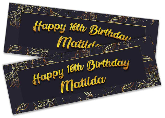 Personalised Birthday Banners Floral Design Kids adult Party Decoration 83