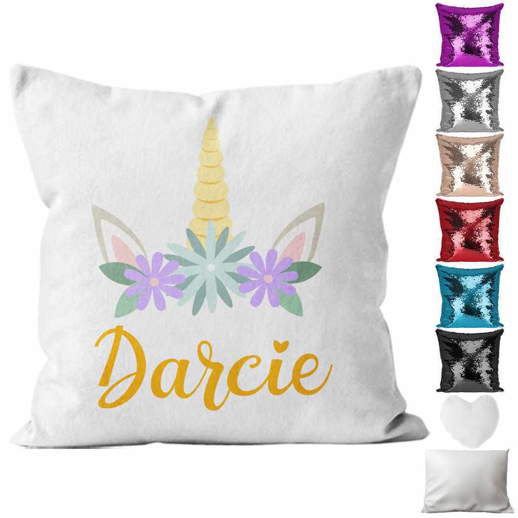 Personalised Cushion Unicorn Sequin Cushion Pillow Printed Birthday Gift 72