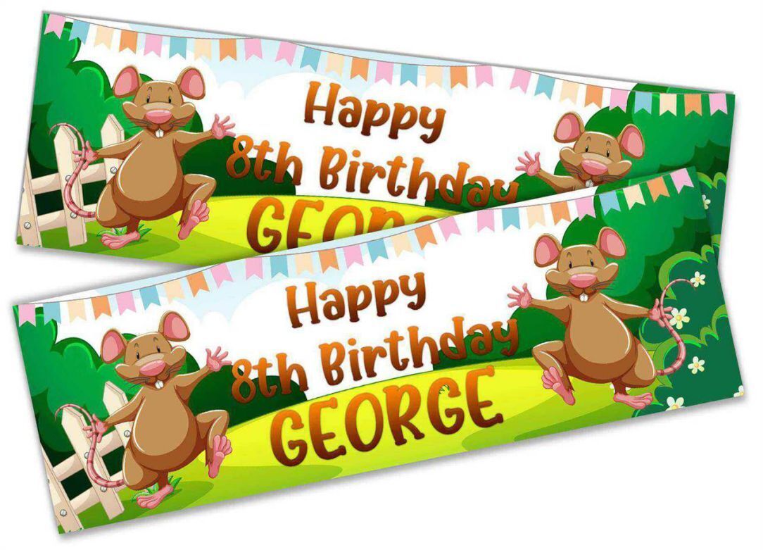 Personalised Birthday Banners Jungle Design Children Kids Party Decoration 81