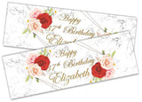 Personalised Birthday Banners Floral Design Kids adult Party Decoration 101