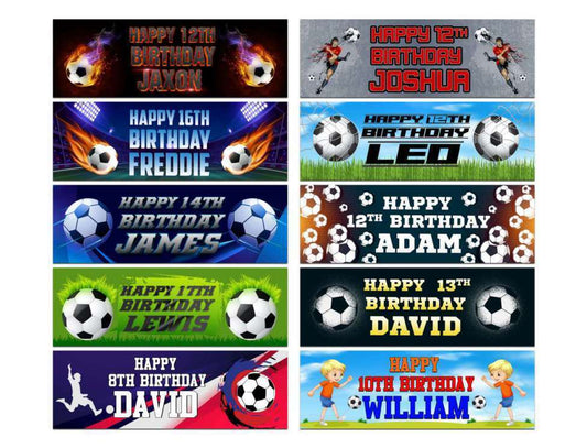 Personalised Birthday Banners Football Design Children Kids Party Decoration 94