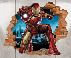 Ironman Brick Wall Decal 3D Art Stickers Vinyl Room Home Bedroom